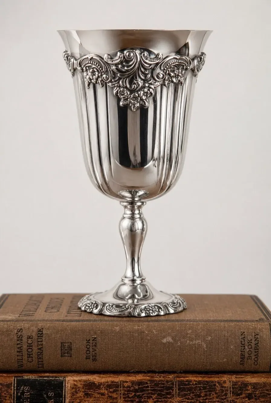 Wallace Baroque Silverplate Water Goblet #237 Gold Wash Interior 6.25”